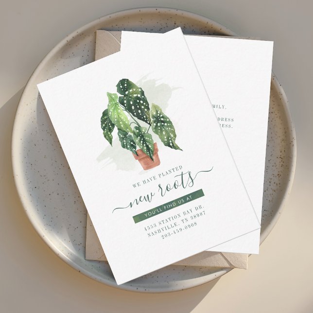 Wir haben die Ankündigung zur Wasserfarbenverschie (New Roots We've Moved Script Family Moving Announcement)