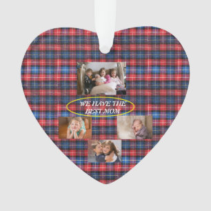 Wir haben die beste Mama in Rot und Blau Kariert Ornament