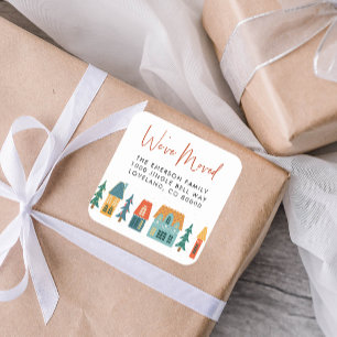 Wir haben die Ferienaufkleber umgezogen Quadratischer Aufkleber