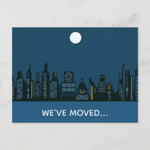 Wir haben die Gebäude der Stadt umgezogen Ankündigungspostkarte