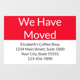 Wir haben die Geschäftsankündigung in Rot und Weiß Fensteraufkleber