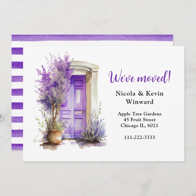 Wir haben die Lila Lavendeltür in der Luft verscho Ankündigung (Vorne/Hinten)