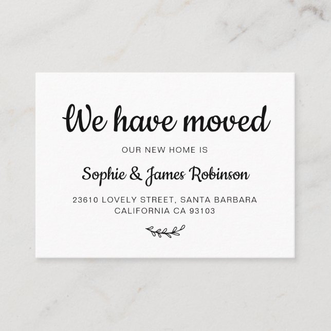 Wir haben die minimale neue Zuhause Moving Insert  Visitenkarte (Vorderseite)