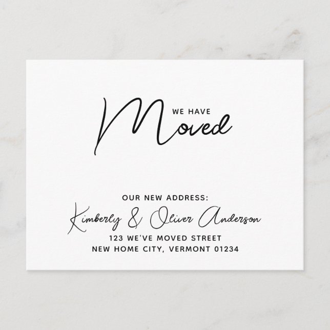 Wir haben die moderne Typografie in eine neue Adre Ankündigungspostkarte (Vorderseite)