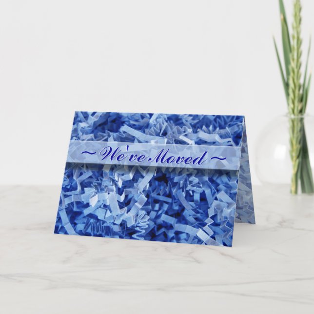 Wir haben die neue Adresse blau eingefärbt Ankündigung (Vorderseite)