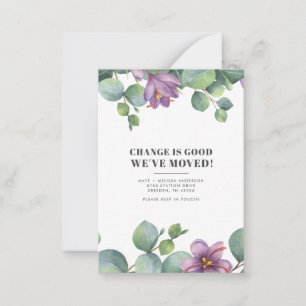 Wir haben die neue Adresse Eukalyptus Greenery Mov Mitteilungskarte