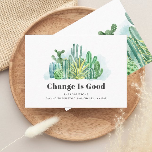 Wir haben die neue Ankündigung zur Adressverschieb (We have Moved Watercolor Cacti Succulents Moving Announcement)