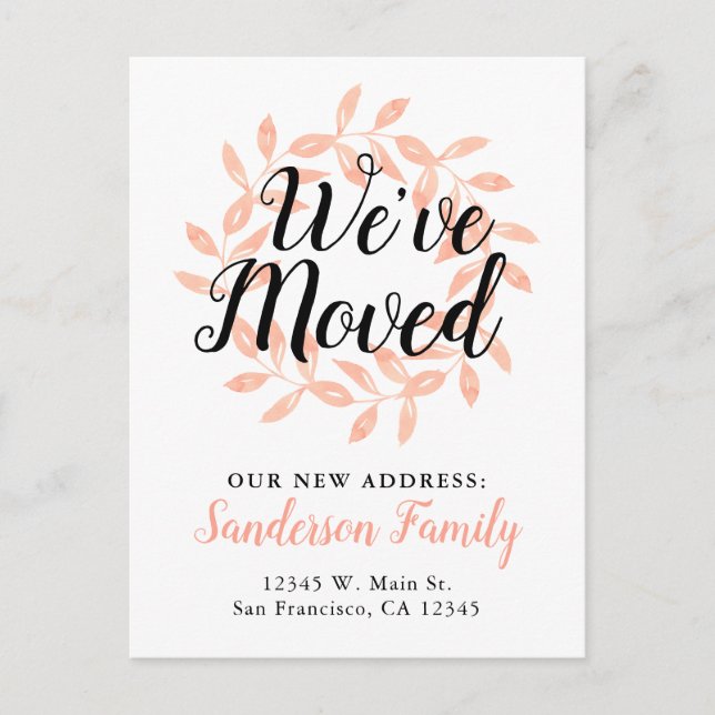 Wir haben die neue Hausadresse geändert Wasserfarb Ankündigungspostkarte (Vorderseite)