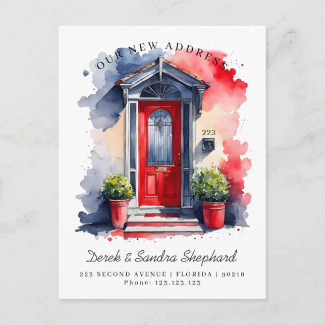 Wir haben die neue rote Seewassertür für die Adres Ankündigungspostkarte (Vorderseite)