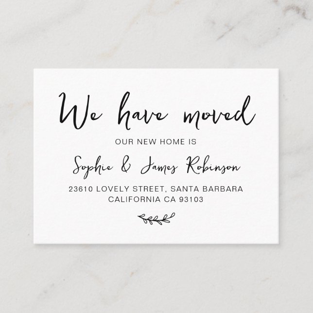 Wir haben die neue Zuhause Minimal Moving Insert C Visitenkarte (Vorderseite)