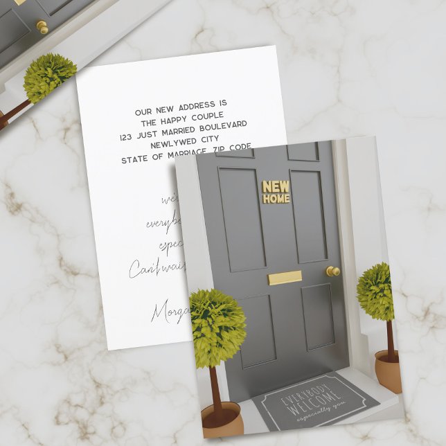 Wir haben die neue Zuhause Moving Announcement Car Ankündigung (Everyone is welcome at your new home. Just add your details)