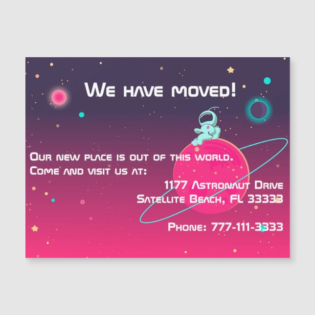 Wir haben die Niedliche Illustration des Astronaut Magnetkarte (Vorderseite)