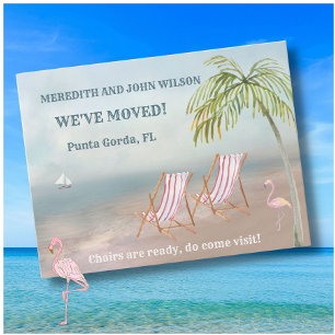 Wir haben die Ocean Beach Stühle umgezogen Ankündigungspostkarte