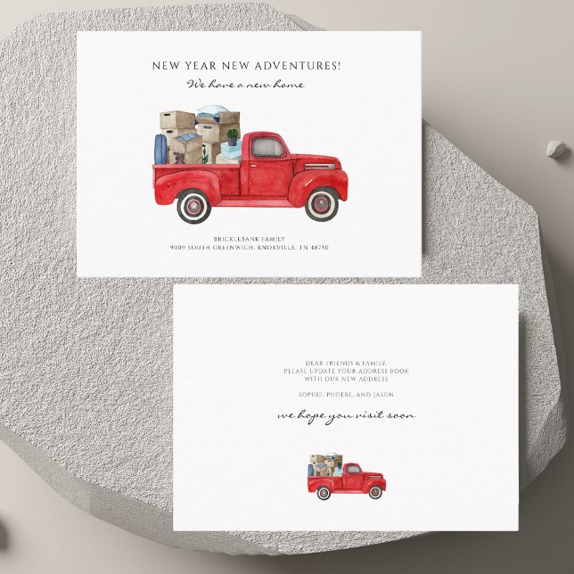 Wir haben die Red Truck Moving Card umgezogen Visitenkarte (We've Moved Address Change Red Truck Moving Card)