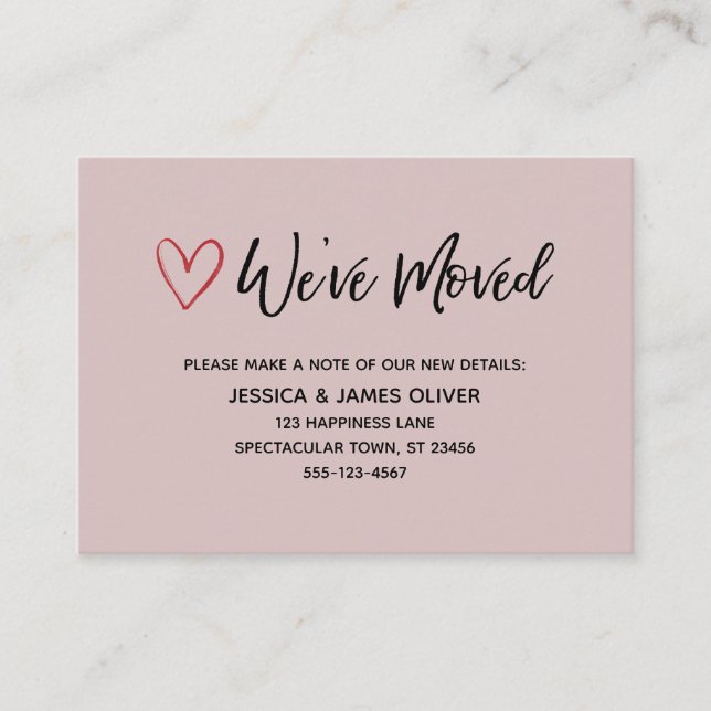 Wir haben die Rose Rotes Herz in Handschrift übert Visitenkarte (Vorderseite)