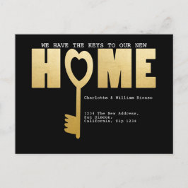 Wir haben die Schlüssel zu unserer neuen Zuhause Ankündigungspostkarte