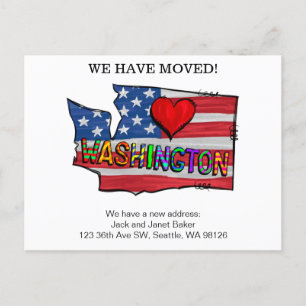 Wir haben die Washington-Staaten bewegt Ankündigun Postkarte