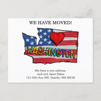 Wir haben die Washington-Staaten bewegt Ankündigun Postkarte