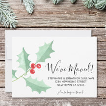 Wir haben die Watercolor Holly Announcement Card v
