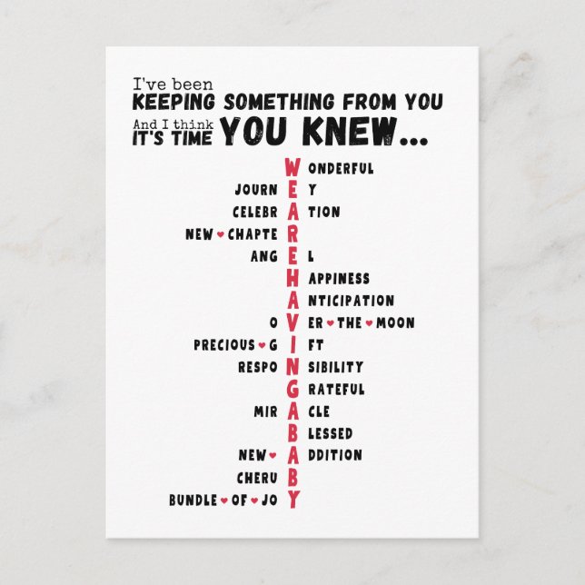 Wir haben ein Baby - Einzigartiges Baby-Reveal Postkarte (Vorderseite)