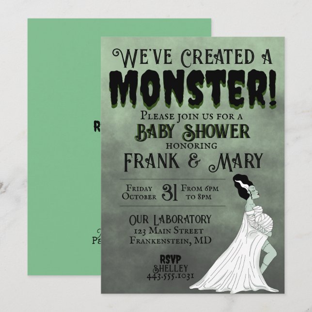 Wir haben ein Monster erschaffen! Einladung (Vorne/Hinten)