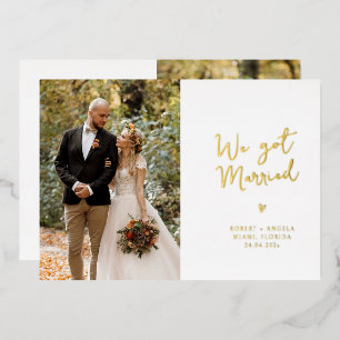 Wir haben eine goldene Schrift Hochzeitsanzeige ge Folieneinladung