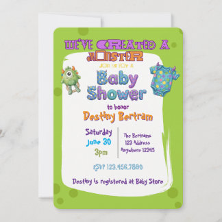 Wir haben eine grüne Monster-Babyparty erschaffen Einladung