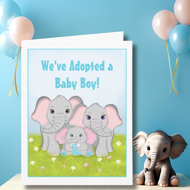 Wir haben eine Sweet Baby Boy Elephant Familie Ado Karte (Von Creator hochgeladen)