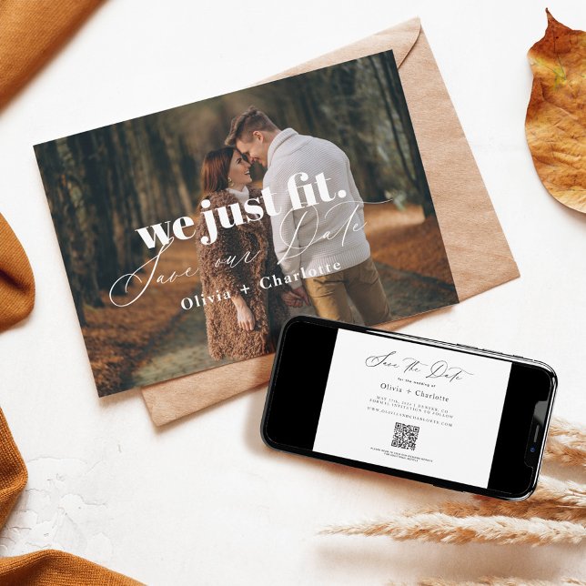 Wir haben einfach Spaß Minimal Gerettet unser Date Save The Date (We Just Fit Fun Minimal Save Our Date Couple Photo Save The Date)