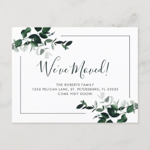 Wir haben Emerald Green Eucalyptus New Address Ann Ankündigungspostkarte