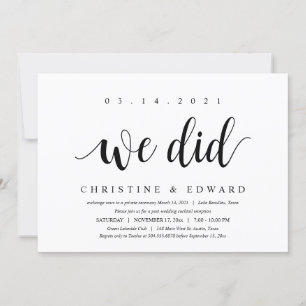 Wir haben es getan, moderne Post-Wedding-Elopement Einladung