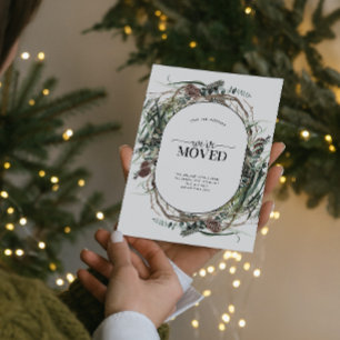 Wir haben Eukalyptus Dusty Winter verschoben Ankündigungspostkarte