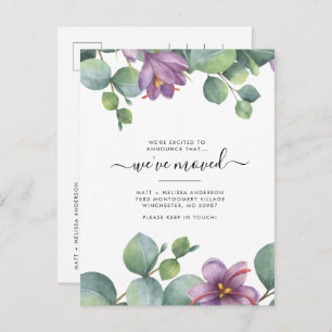 Wir haben Eukalyptus Greenery Lila bewegt Postkarte