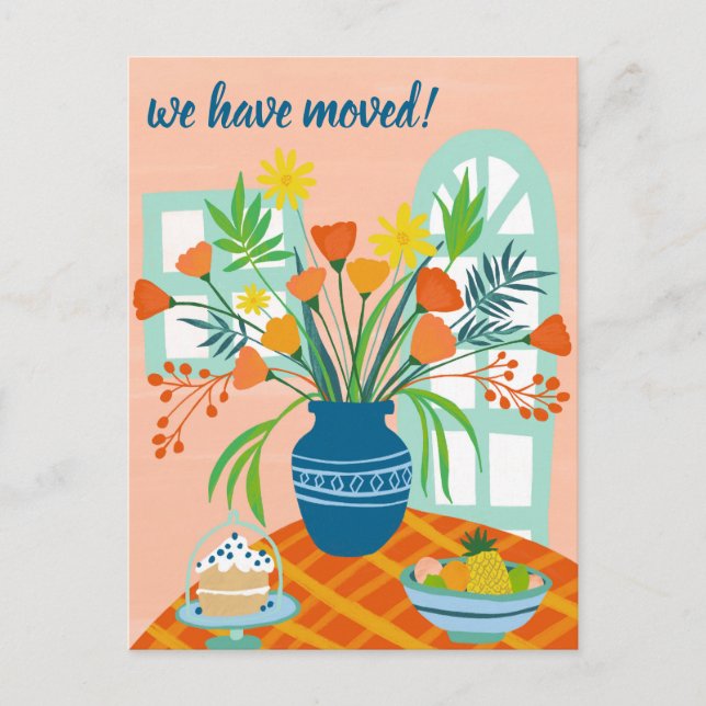 WIR HABEN Floral Bouquet Neue Zuhause-Adresse Nied Postkarte (Vorderseite)