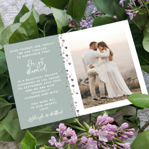 Wir haben geheiratet Eukalyptus Silber Herz Foto Einladung