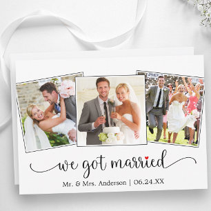 Wir haben geheiratet Kalligrafie Rotes Herz 3 Foto Ankündigung