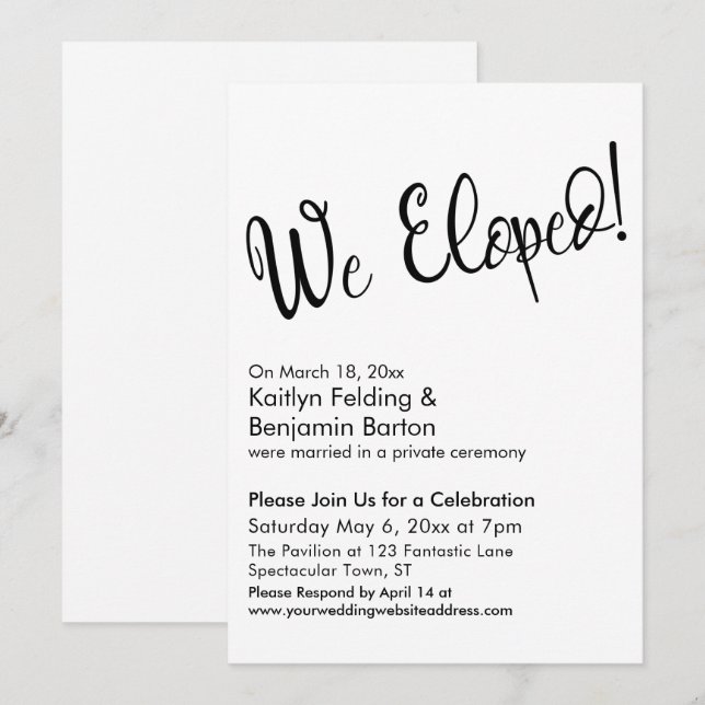 Wir haben gepflückt! Lässiges Script Post Wedding  Einladung (Vorne/Hinten)