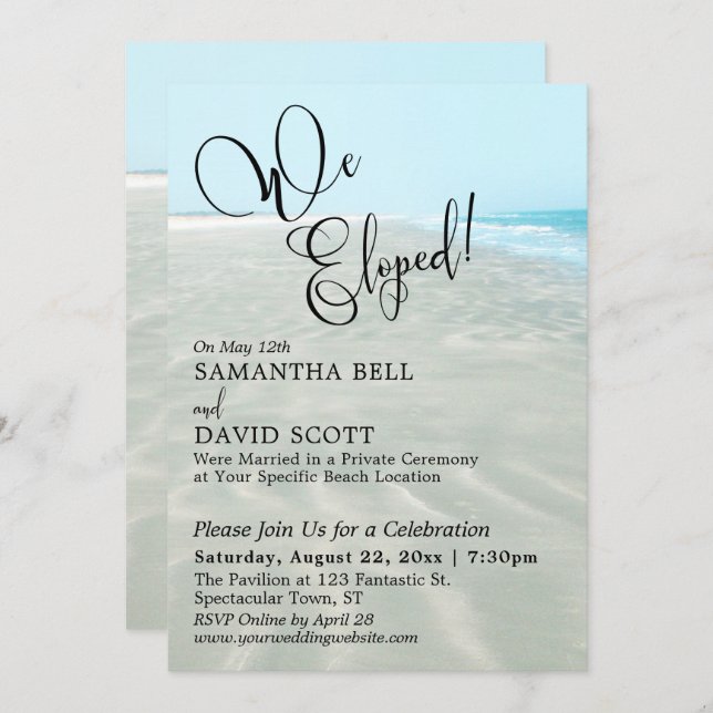 Wir haben gepflückt! Rippled Sand Aqua Water Beach Einladung (Vorne/Hinten)