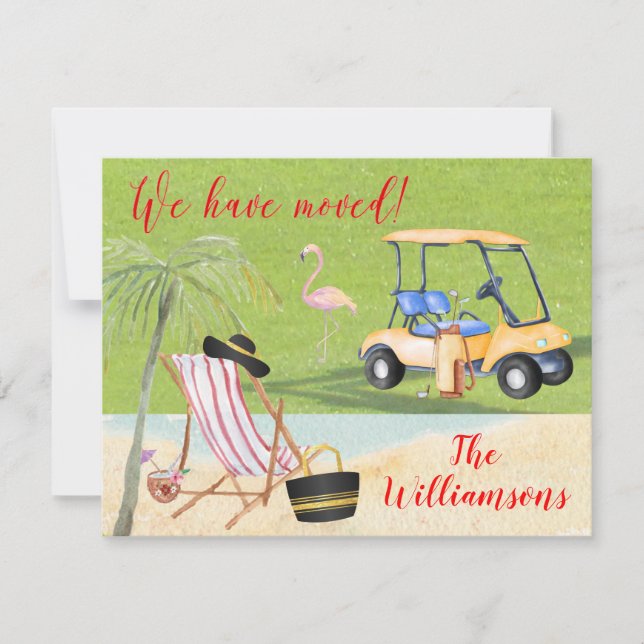 Wir haben Golf Beach Budget FLAT Move verschoben Ankündigung (Vorderseite)