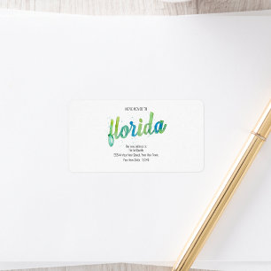 Wir haben Handgemalte Wasserfarbe Florida Bewegung Adressaufkleber