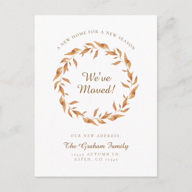 Wir haben Herbstlaub bewegt Erntedank Ankündigungspostkarte (Vorderseite)