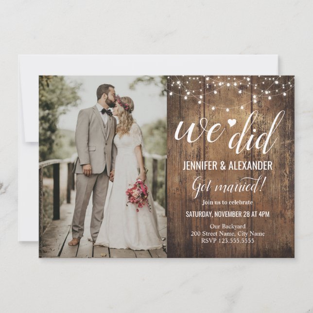 Wir haben Hochzeitsempfang gemacht Einladung (Vorderseite)