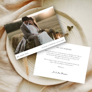 Wir haben Ja gesagt Boho Budget  Hochzeitsfoto Vir Ankündigung