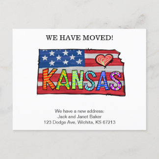 Wir haben Kansas-Staaten bewegt Ankündigung Po Postkarte
