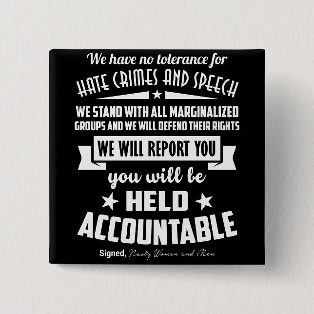 Wir haben keine Toleranz für Hass-Verbrechen-Knopf Button (Vorderseite)