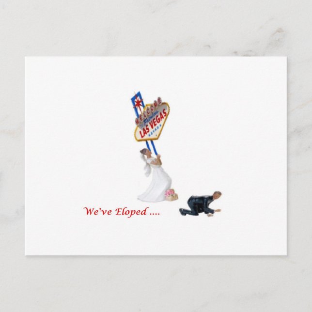 Wir haben... Las Vegas Postcard Bride & Groom Ankündigungspostkarte (Vorderseite)