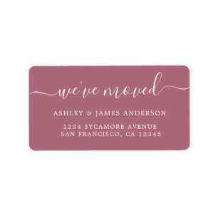 Wir haben Lila Cassis New Address Label verschoben Adressaufkleber