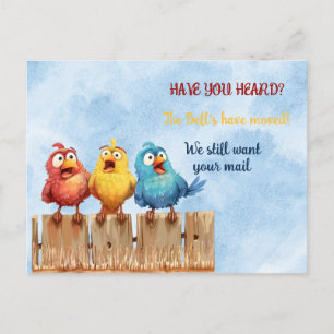 Wir haben lustige Vögel auf Zaun bewegt Postkarte