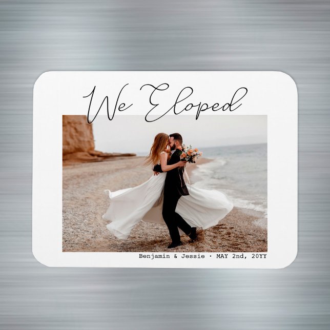 Wir haben Minimal Simple Script Foto Elopement ent Magnet (We Eloped Minimal Simple Script Photo Elopement Magnet
)