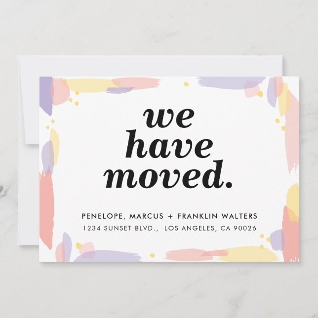 WIR HABEN MOVED moderne bemalt neue Adresskarte Ankündigung (Vorderseite)